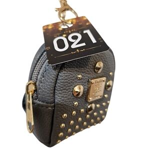 GREY GOLD BEADED ZIPPER BACKPACK BAG CHARM